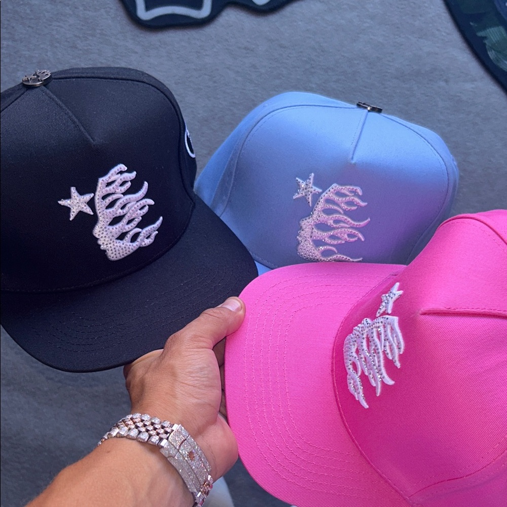 Kids' Star Flame Caps - Black, Blue, and Pink